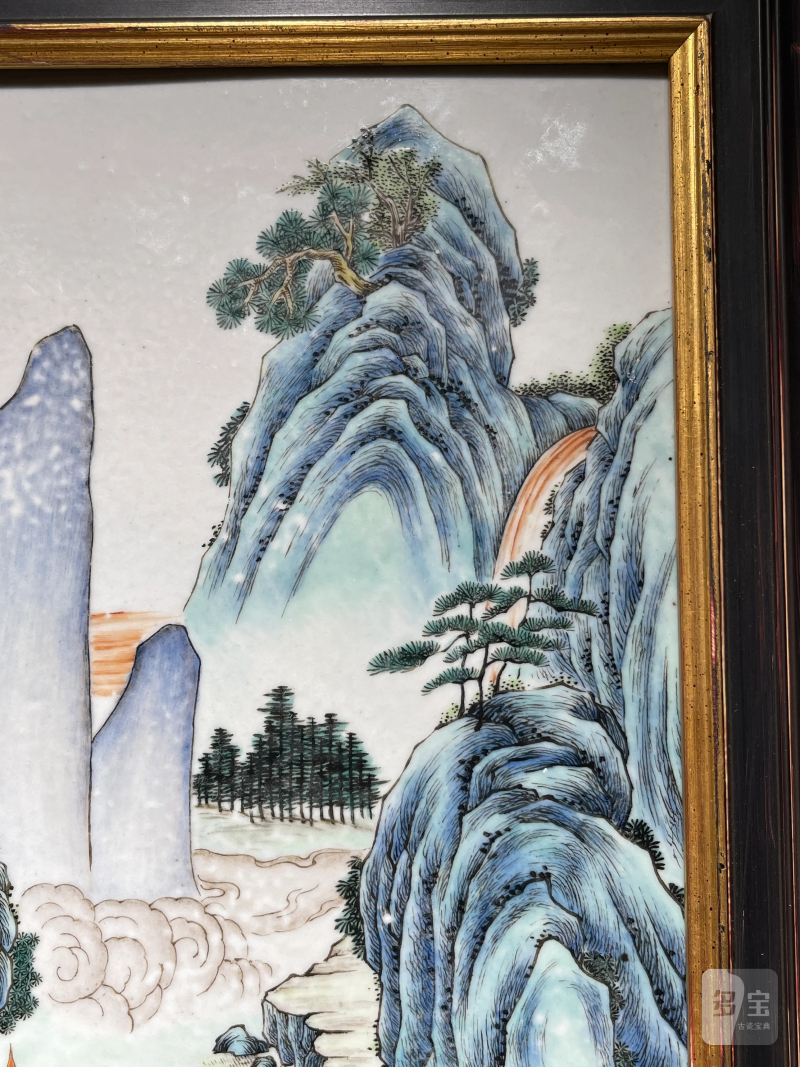 清中期 粉彩山水纹瓷板 - 图3